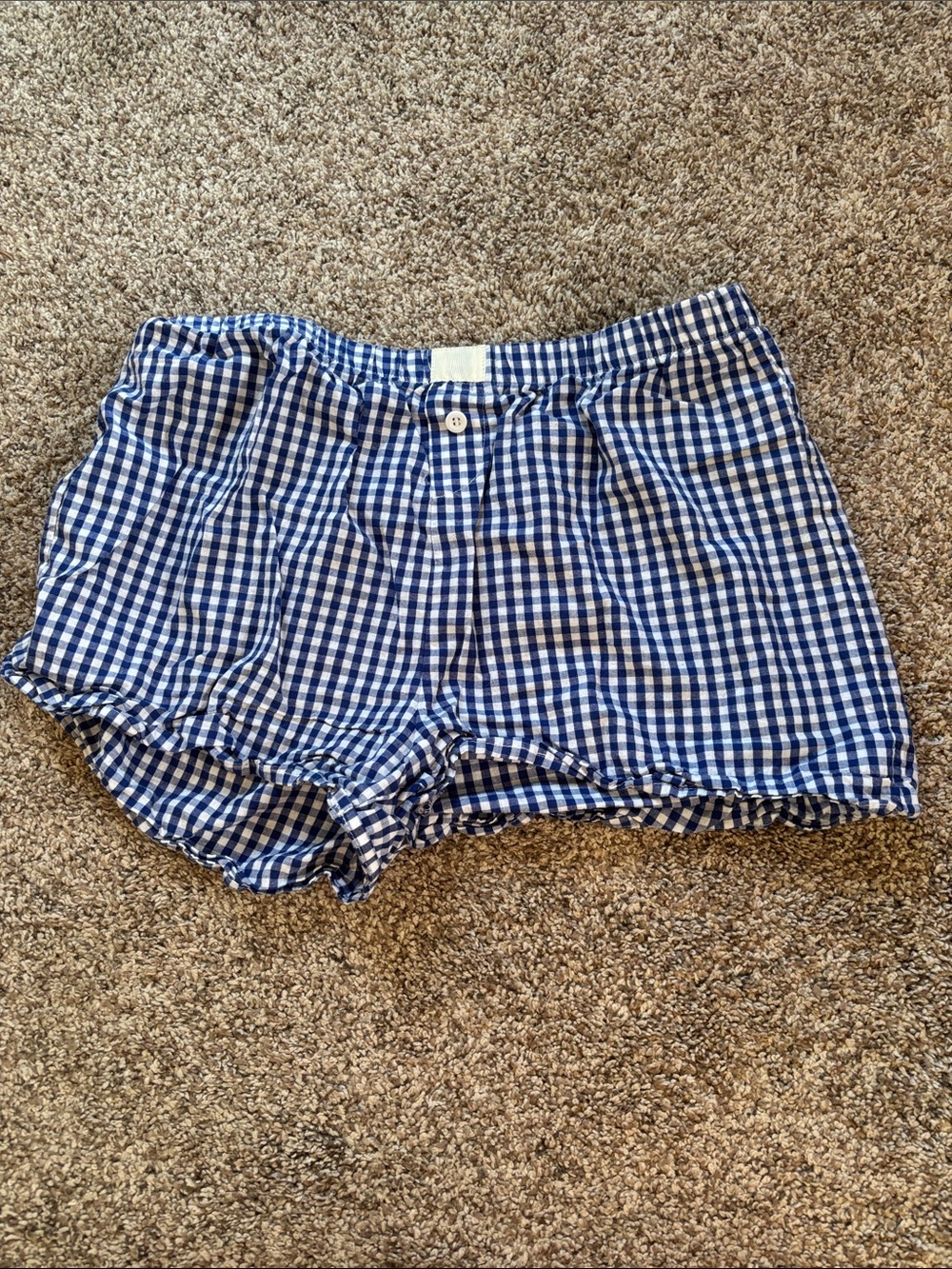 Blue and White Gingham Sleep Shorts